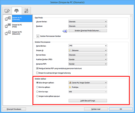 gambar: Kotak dialog Setelan